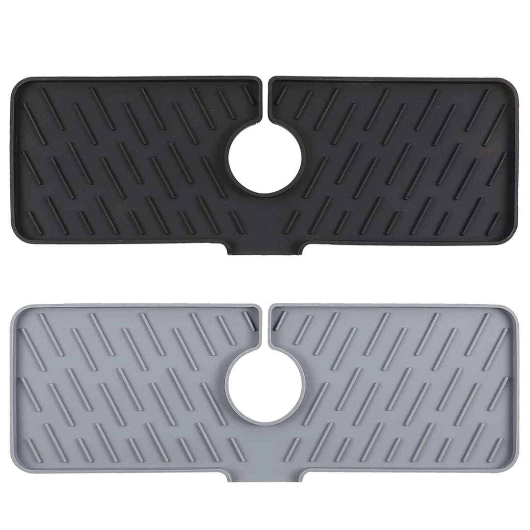 Black-Grey Color Options -- 1Pc Silicone Faucet Mat Kitchen Sink Splash Guard Drain Mat Drying Pad Kitchen Mat Bathroom Drip Catcher
