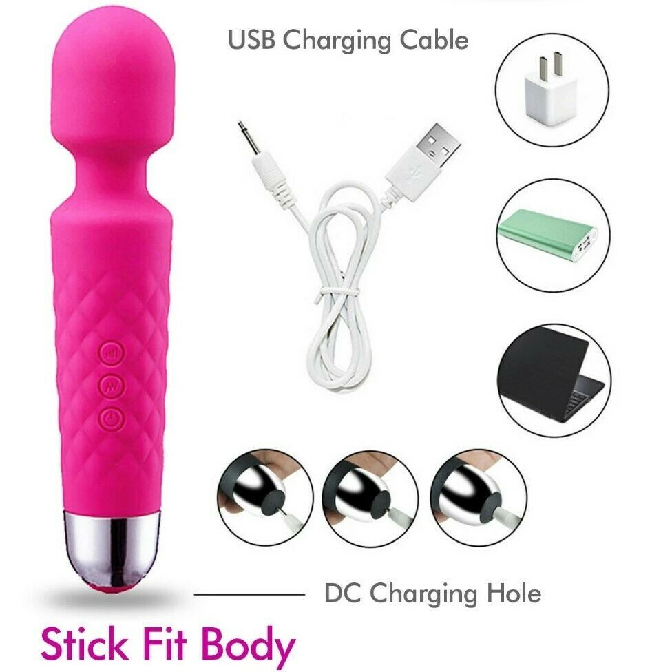 Magic Massage Wand Muscle Relaxation Massager 20 Speed Vibrating Full Body Therapy Motor USB Rechargeable