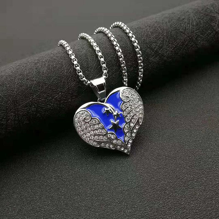 Heart Wings Star Gold Plated Rhinestone Pendant Necklace